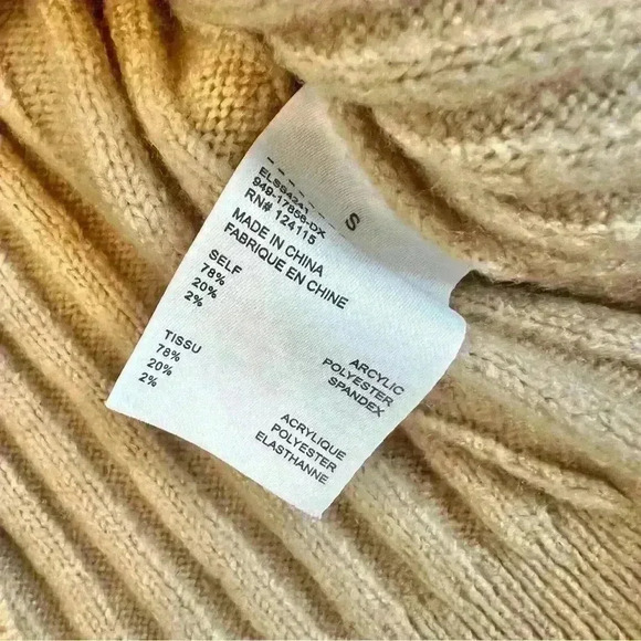 Sofie Rue Cropped Ribbed Tan Crew Neck Sweater Size Small - Picture 11 of 12